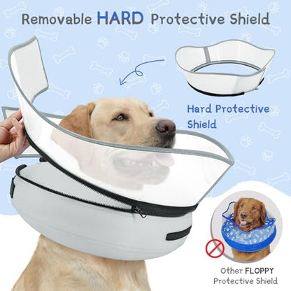 Supet Raised Inflatable Dog Cone Collar to Stop Licking, Soft Dog Cone Alternative After Surgery, Pet Neck Donut Collar for Small Medium Large Dogs - Image 3