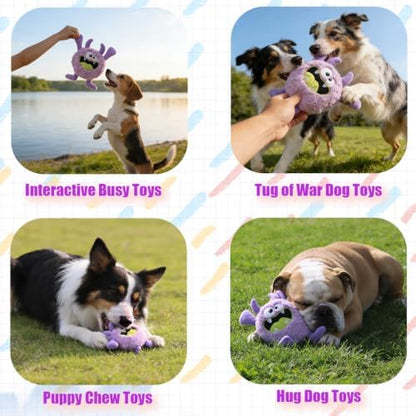 Monster Stuffed Squeaky Dog Toy, Crinkle Dog Plush Toy, Purple - Image 3