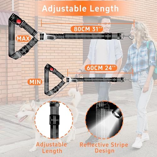 Seyezo Dog Car Seat Belt for Car, 2 Piece Set Retractable Dog Car Harness Adjustable Reflective Dog Seatbelt for Vehicle Headrests, Dog Safety Restraint Seatbelt Heavy Duty& High Elastics, Black - Image 6