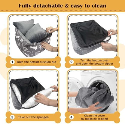 Dog Car Seats for Small Medium Sized Dogs Carseat for Car Funny Fuzzy Pet Dog Booster Car Seat Puppy Under 32 Lbs with Soft Plush Cushion&Washable Removable Cover - Image 4