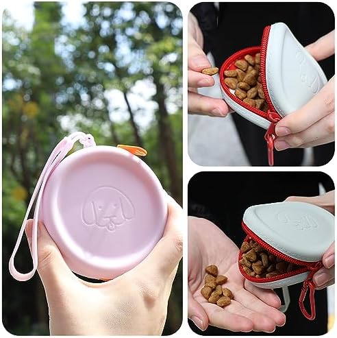 WALLFID Silicone Dog Treat Pouch Small Bag,with Pet Training Clicker,Walking Bag for Dog and Cat, Pocket Size, Easy to Clean, Odorless, Zipper Design,Moisture-Proof,Travel Walking Bag.(Sky Blue) - Image 5