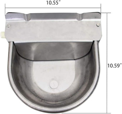 Stainless Steel Automatic Dog Waterer Bowl with Float Valve and 1M Hose(one end 3/4''), Livestock Waterer for Dog Goat Cattle (with Drainage Hole)