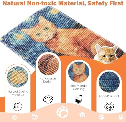 3-in-1 Sisal Cat Scratch Mat on Floor & Wall Mounted 23.6x15.7'' - Image 5