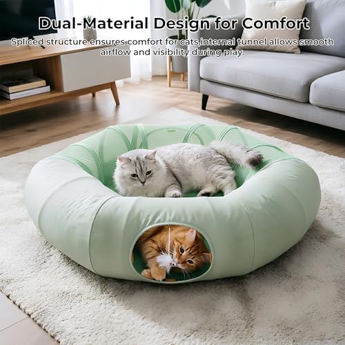 COZIWOW Cat Tunnel Bed for Indoor Cats, 2-in-1 with Splicing - Image 2