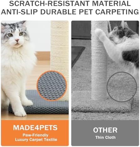 Made4Pets Cat Scratching Post with Sisal & Carpet for Indoor Cats, 23.6" - Image 5