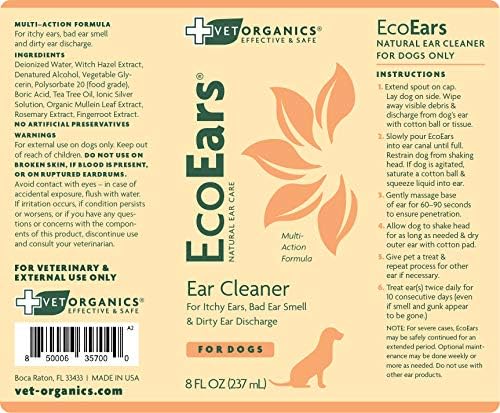 EcoEars Dog Ear Cleaner – Natural Multi-Action Formula for Ear Infection, Bad Discharge & Odor – Removes Foreign Matter & Cleans Difficult Ears - 8fl oz. - Image 4