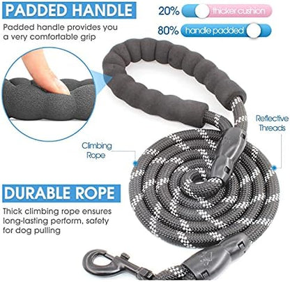 BAAPET 2/4/5/6 FT Dog Leash with Comfortable Padded Handle and Highly Reflective Threads for Small Medium and Large Dogs (5FT-1/2'', Black) - Image 2