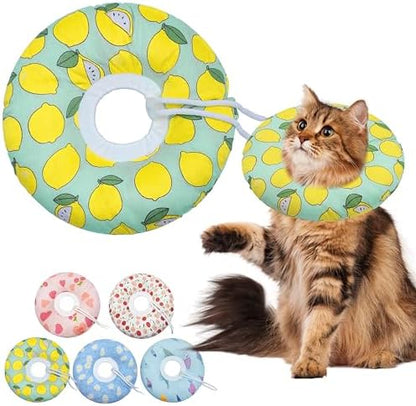 Seyezo Cat Cone Collar Soft, Adjustable Cat Recovery Collars, Green Lemon L by Seyezo
