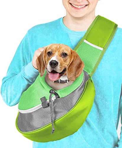 Cuddlissimo Small Dog Sling Carrier, Pet Cat Sling, Puppy Pouch - Green-L by Cuddlissimo