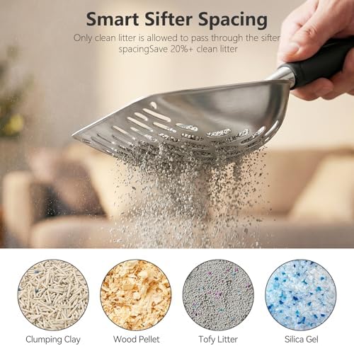 Cat Litter Scoop, Kitty Metal Scooper with Long Handle - Image 7