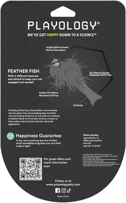Playology Cat Toy Set | 5-Pack Feather Fish | Interactive Feather Toys for Cats | Stimulating Playtime Fun