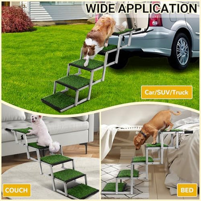 Grass Dog Stairs for Car,Non-Slip Folding Dog Ramps for Large Dogs, 5 Steps - Image 5