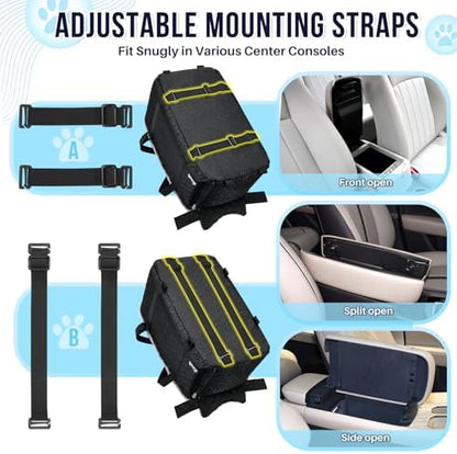 SlowTon Console Dog Car Seat - Portable Center Dog Car Seat for Small Dogs up to 9 lbs, Washable Pet Carseat with Soft Cushion Safe Protection Hooks & Storage Pocket, Black - Image 4