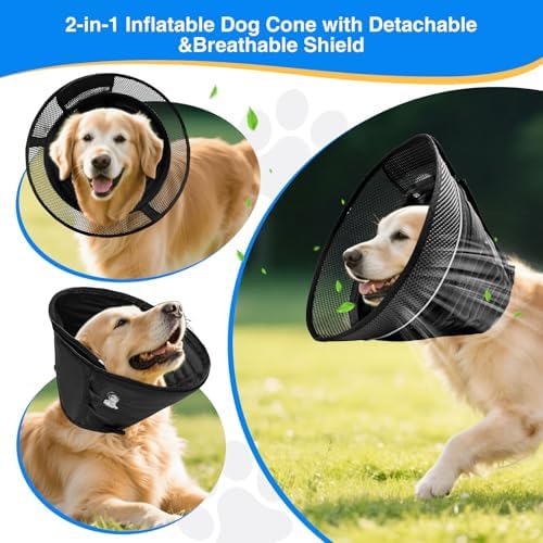 Inflatable Soft Dog Cone Collar,Breathable Elizabethan Pet Recovery Collar - Image 3