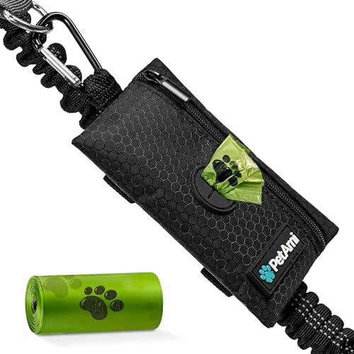 PetAmi Dog Poop Bag Holder for Leash, Pet Waste Bag Dispenser, Black by PetAmi
