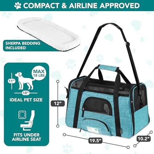 PetAmi Airline Approved Pet Carrier for Cats Small Dogs, Large Heather Blue - Image 2