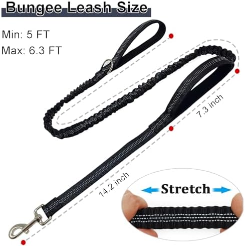 5FT Bungee Dog Leash with 2 Handles, Reflective Nylon Traffic Leash - Image 5