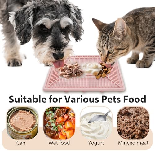 Lick Mat for Dogs & Cats, Slow Feeder Pad with Suction Cups Pink - Image 4