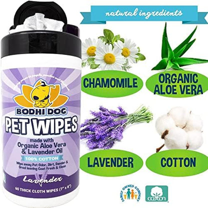 Bodhi Dog Pet Wipes - Grooming, Cleaning and Deodorizing Wipes for Dogs & Cats - No Parabens or SLS - Large, Thick, Wet Wipes - Wipe Away Pet Odors & Refreshes Coat - Lavender Scent (60 Count) - Image 3