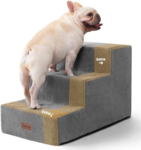 Aodisman Dog Stairs for Small Dogs,Wider 3-Step Pet Steps for Couch & Bed by AODISMAN