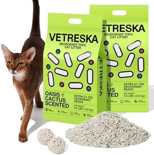 VETRESKA Tofu Cat Litter,Odor Control, Cactus 5.5lb×2bags by VETRESKA
