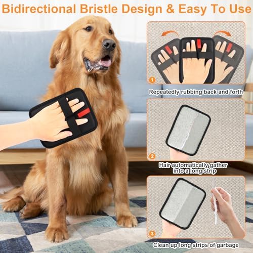 Pet Hair Removal Gloves for Cats & Dogs, Efficient Pet Hair Remover Electrostatic Glove, Reusable Pet Grooming Gloves Brush Tool for Furniture, Couch, Carpet, Clothing & Bed Sheets - Image 4