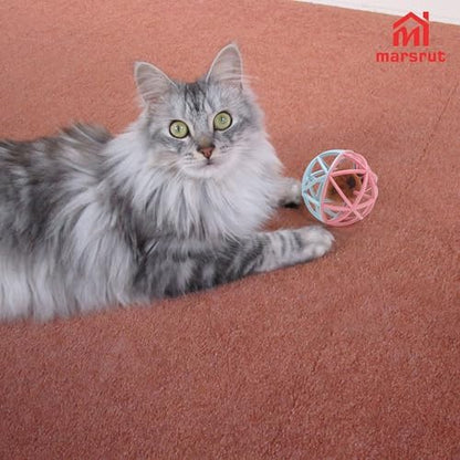 Squeaky Mouse Ball Cat Toy with Simulated Sound, Mouse Ball Cage, Squeky Balls for Cats to Play with Indoor, Plastic Squeak Interactive Funny Toys Best for Playing Chewing Training Chasing (Pink-Blue) - Image 6