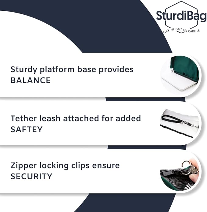 SturdiBag XL Pet Travel Carrier: Flexible Height for Cat and Dog Soft Sided with Safety Clips and Seatbelt Straps | Smoke, 20" x 16" x 12" (PN: SB3-PRO-SM)