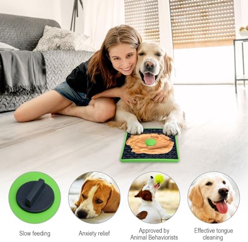 Lick Mat for Dogs Crate for Puppies Slow Food Licking Pad Blue - Image 3