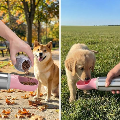 Portable Dog Water Bottle with Food Container, 14 OZ, Stainless Steel - Image 7