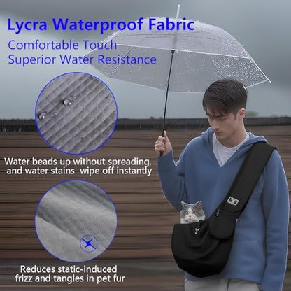 Dog Sling Water-Resistant Fabric for Small Dogs Cats 3-12 lbs,Black - Image 3