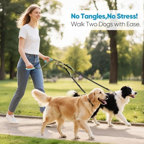 XiaZ Double Dog Leash for Two Dogs for Large Medium Dogs, 1/2”ArmyGreen - Image 2