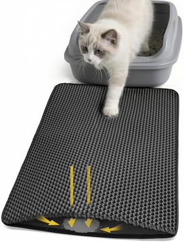 Cat Litter Mat 24x15 Inches, Honeycomb Double Layer Litter Trapping Mat, Waterproof Leakproof Urine Proof Cat Litter Box Mat for Cat Litter Box Area, Floor, Kitty Litter Rug by Unknown