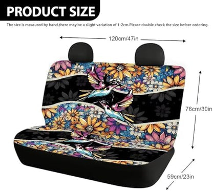 AFPANQZ Hummingbird Pattern Car Rear Bench Protective Car Seat Cover Back Seat Only Car Truck SUVs Polyester Fabric Car Backseat Cover Universal Fit Full Wrap Dust-Proof Seat Cover - Image 4