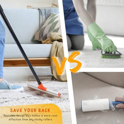 Carpet Rake for Pet Hair Removal, 57'' Long Handle Dog and Cat Hair Remover Tool to Fluff Rug, Stair Carpets and Couch Cleaning Rake - Image 5