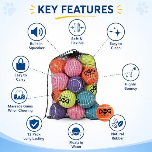 INSUM Squeaky Tennis Balls for Dogs, 2.5 Inch, 20 Pack Squeaky Dog Balls - Image 6