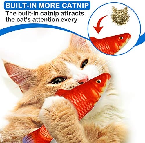 5Pcs Catnip Toy, Plush Fish Cat Toy, Cat Chew Toy, Catnip Filled Cartoon Fish with Bell Inside for Interactive Kitty Chew Toys Cat Teething Cat Exercise - Image 4