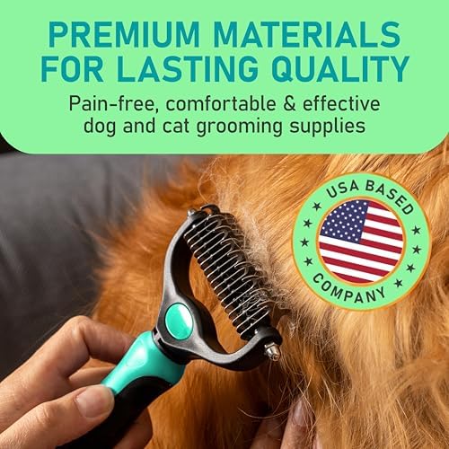 Maxpower Planet Hair Brush - Double Sided Shedding, Dematting Undercoat Rake for Dogs and Cats - Extra Wide Dog Grooming Brush, Reduce Shedding by 95%, Turquoise - Image 3