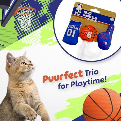 BEST PLUSH NBA 76ERS Cat Toys - 3pc Set: Jersey, Basketball & #1 Fan. Filled with Fresh Catnip. Beautiful Team Logos - Image 6