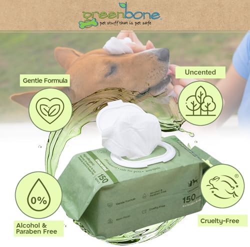 Greenbone Gentle Pet Wipes Unscented 150 Wipes - Image 3