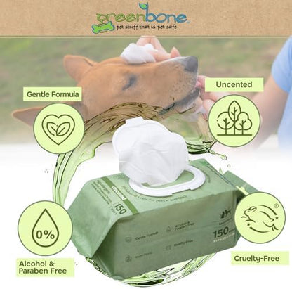 Greenbone Gentle Pet Wipes Unscented 150 Wipes - Image 3
