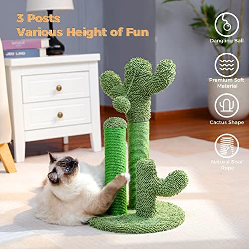 PAWZ Road Cat Scratching Post 23” Cactus Cat Scratcher with Toy Ball - Image 4