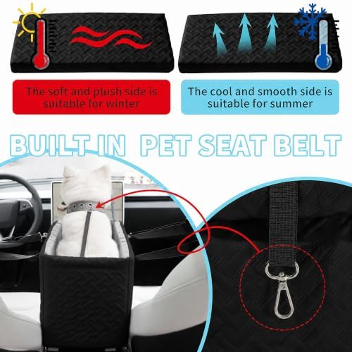 Center Console Dog Car Seat for Small Dogs Under 15 lbs, Black - Image 4