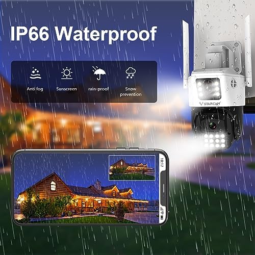 VSTARCAM Dual Lens Outside Cameras for Home Security, 4MP Home Security Camera, Plug-in Camera Auto Tracking, Two-Way Talk, IP66 Waterproof, 24/7 Record,SD/Cloud 04 - Image 6