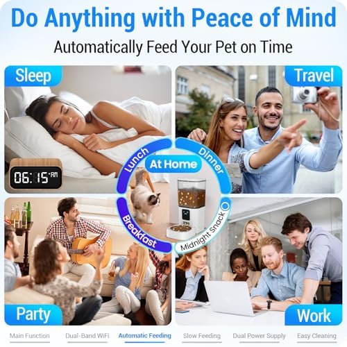 Automatic Cat Feeder with 5G WiFi: Automatic Dog Feeder with Slow Feed & Smart APP Control, 7L Timed Auto Cat Food Dispenser with Alexa for Pets, Detachable for Easy Cleaning - 29 Cups - Image 4
