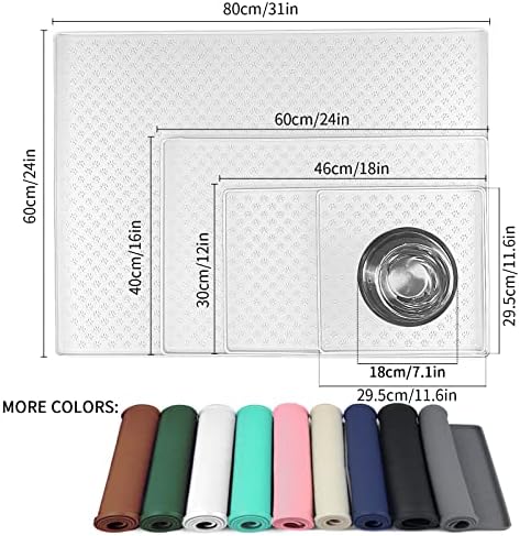 Ptlom Pet Placemat for Dog and Cat, Waterproof Silicone Pet Feeding Bowl Mats for Food and Water, Small Medium Large Dogs Mat Prevent Residues from Spilling to Floor, White, 11.8"x11.8" - Image 2