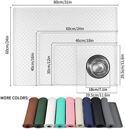 Ptlom Pet Placemat for Dog and Cat, Waterproof Silicone Pet Feeding Bowl Mats for Food and Water, Small Medium Large Dogs Mat Prevent Residues from Spilling to Floor, White, 18" 12" - Image 2