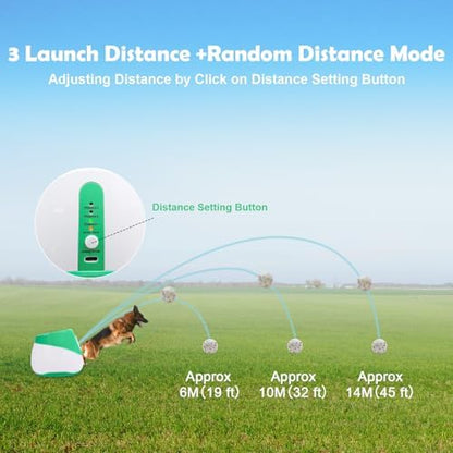 Automatic Dog Ball Launcher for Small to Medium Dogs, 2.2 Inch ETPU Dog Ball Thrower, 3 Distance Adjustable 19-39 Ft Interactive Dog Toy, Mental Stimulating Puppy Toy with 4 ETPU Balls (Green) - Image 5