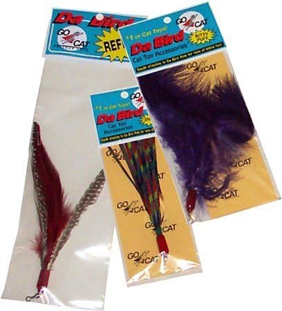 Litterboy pets The Da Bird Super Pack (Includes 1 Da Bird Original 36" Single Pole Cat Toy, Feather Refill, Sparkly Attachment, Kitty Puff Attachment & Peacock Feather)