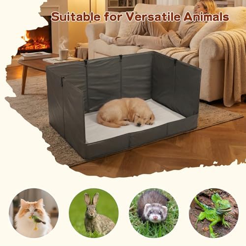 Foldable Dog Litter Box with High Walls, Waterproof Indoor Dog Potty Tray with 4-Inch Baffle, 33.5"×23.6"×15.9" Dogs Pee Pad Holder for Puppies Small and Medium Dogs - Image 3